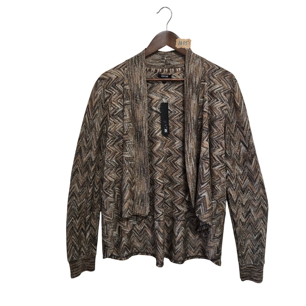 Apt. 9 Womens XL Brown Metallic Chevron Flyaway Open Front Cardigan NN32254B‎
